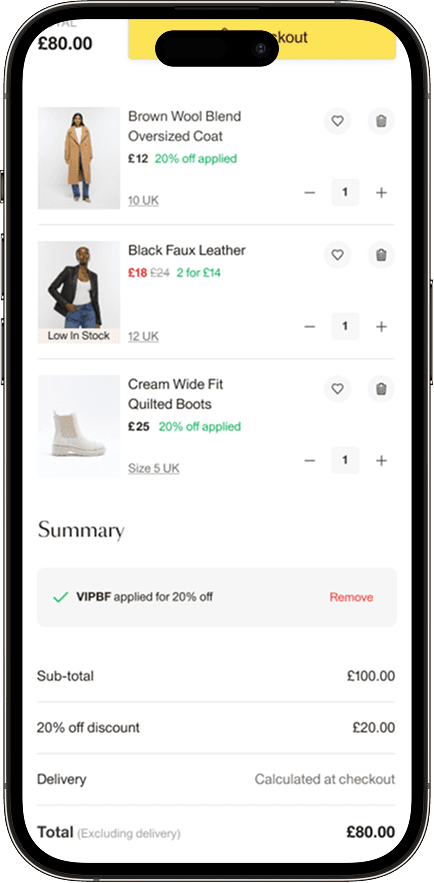 Applied state — clear breakdown of savings
