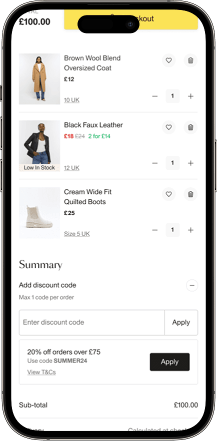 Redesigned code input with clear validation